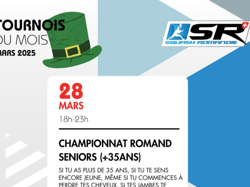 Championnats Romands Seniors 2025: inscrivez-vous!