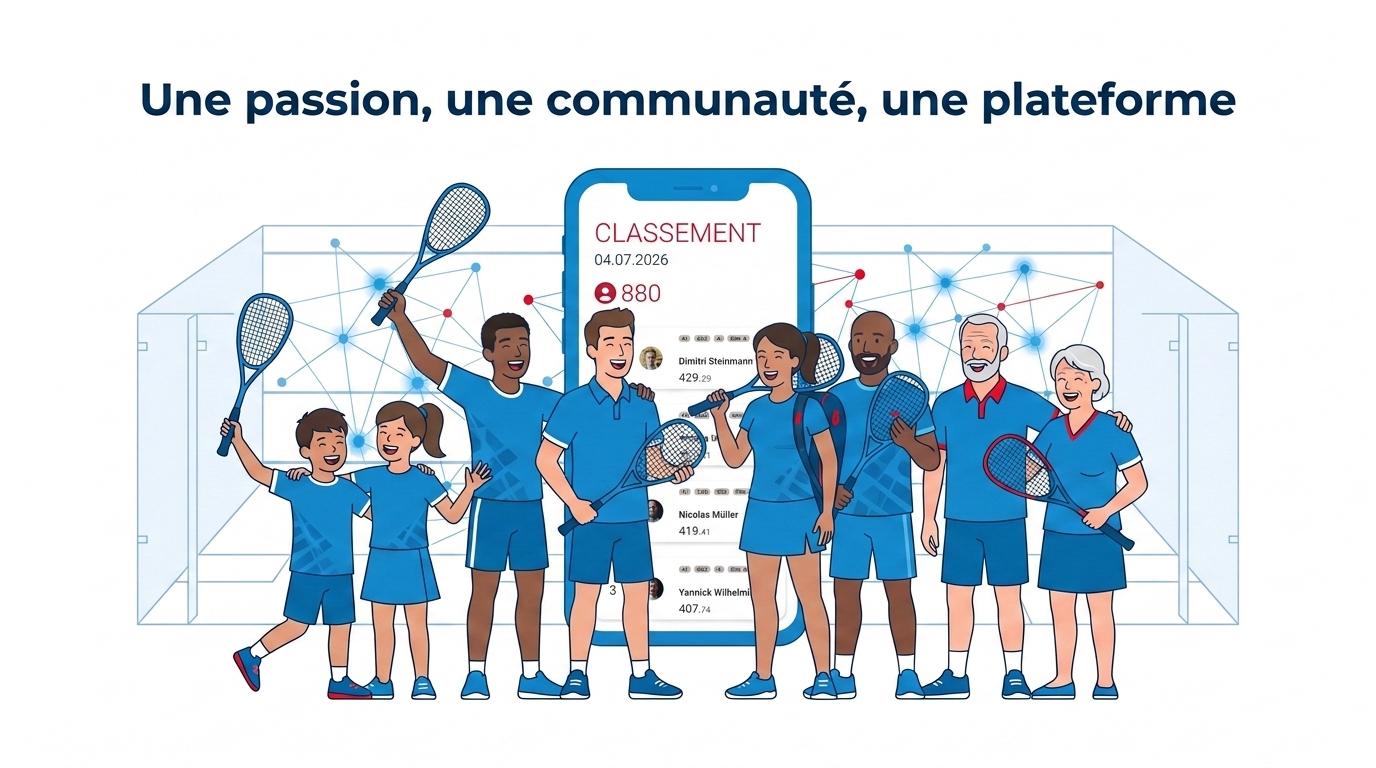 Squash Romandie rejoint MySquash dès août 2026 : 1 passion, 1 communauté, 1 plateforme